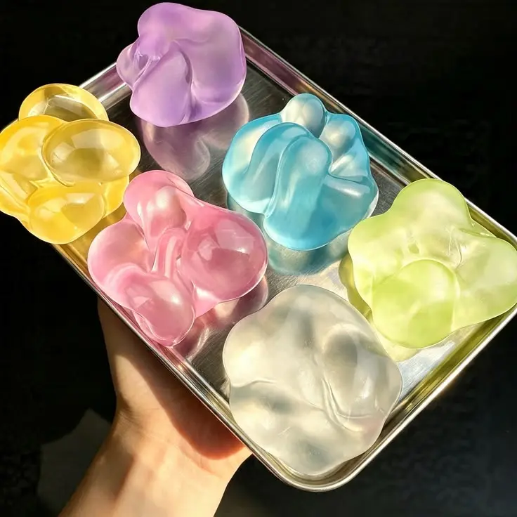 2026 New Transparent Coconut Oil Mochi Squishy Toy Malleable Squeeze Sensory Fidget Toy Stress.webp